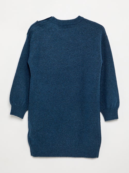 Vestido de malha de manga comprida e gola abotoada - Kiabi
