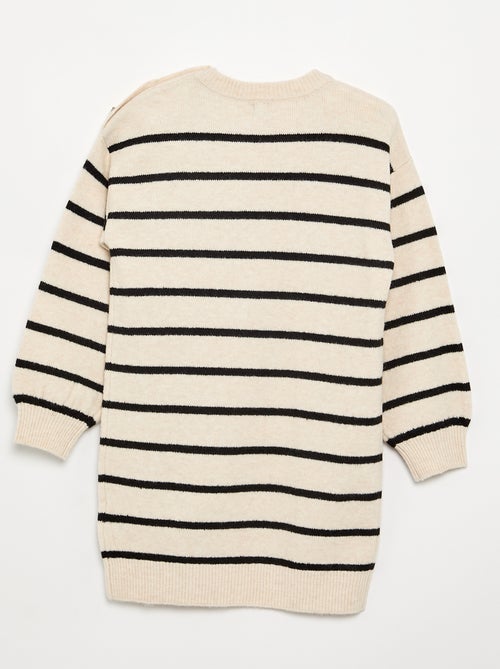 Vestido de malha de manga comprida e gola com botões - Kiabi Vestido de malha de manga comprida e gola com botões - Kiabi