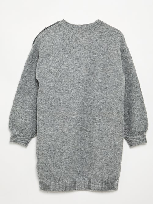 Vestido de malha de manga comprida e gola com botões - Kiabi Vestido de malha de manga comprida e gola com botões - Kiabi