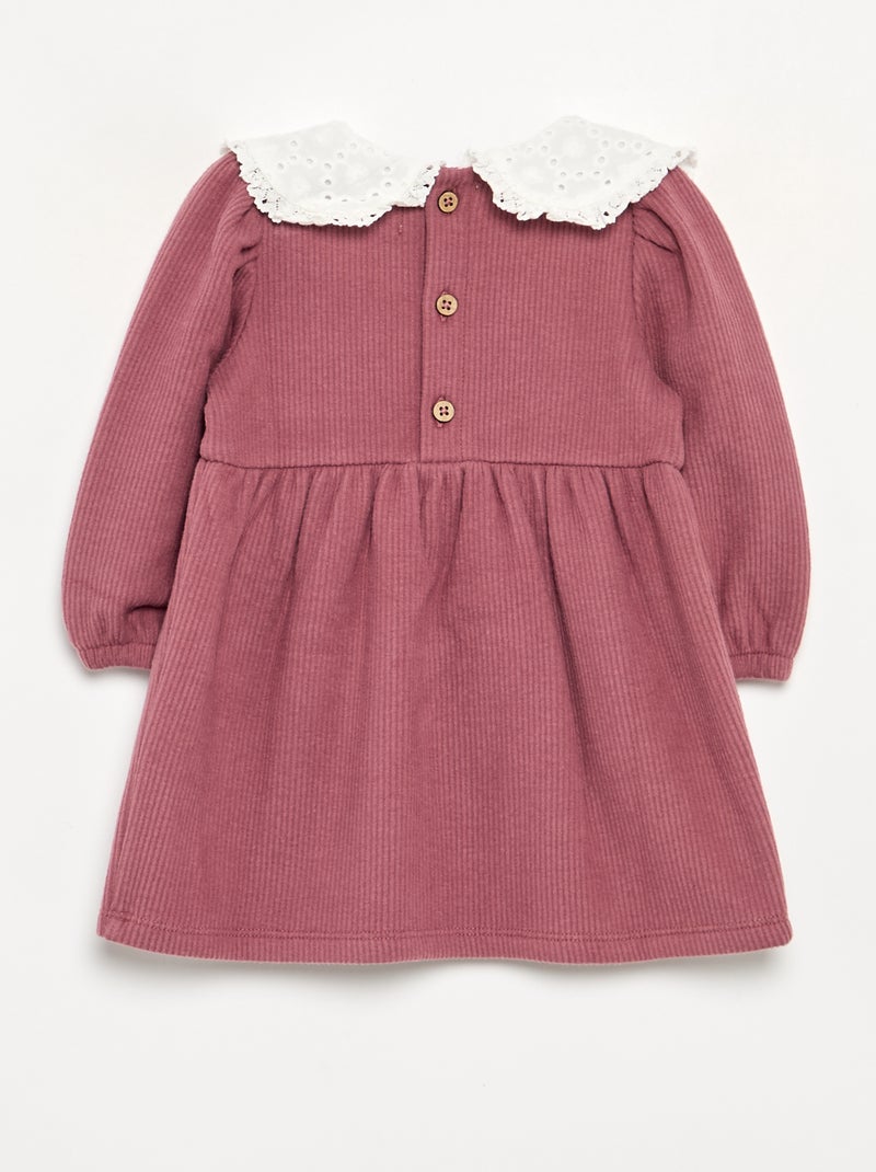 Vestido de malha e de manga comprida Rosa - Kiabi