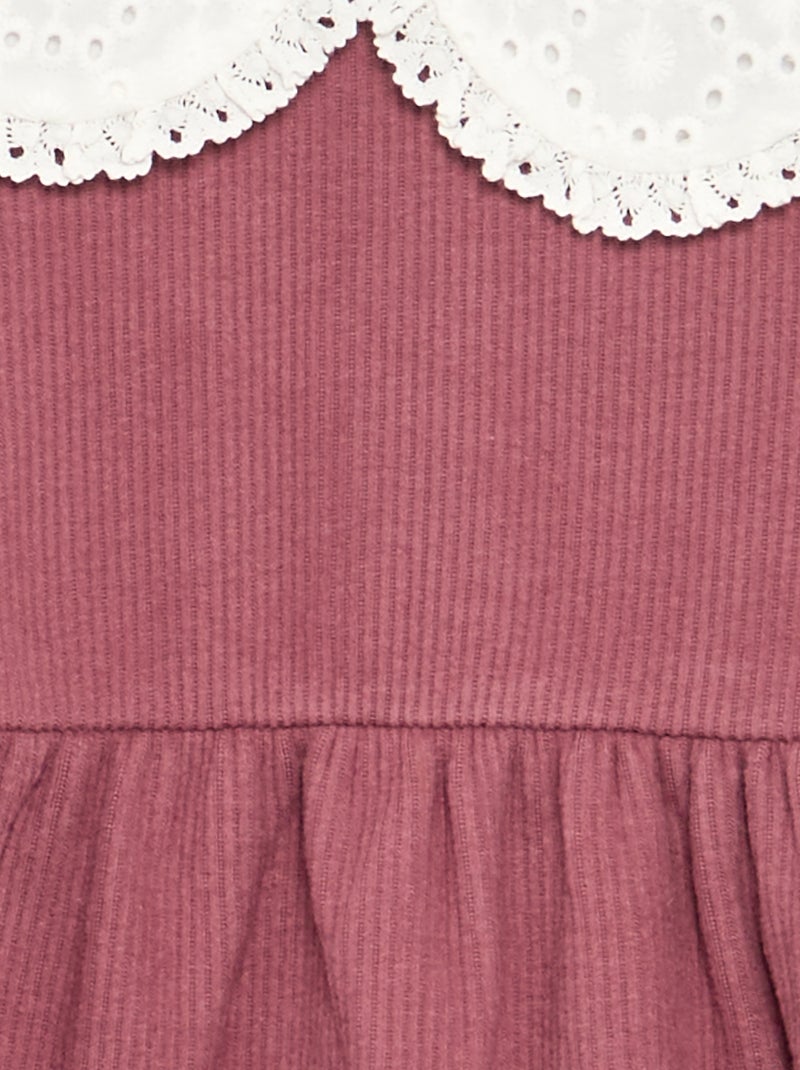 Vestido de malha e de manga comprida Rosa - Kiabi