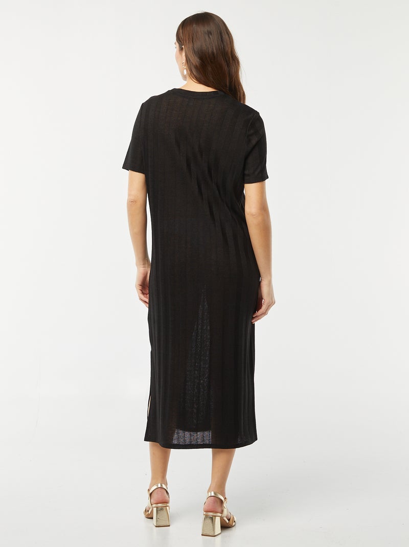 Vestido de malha fina Preto - Kiabi