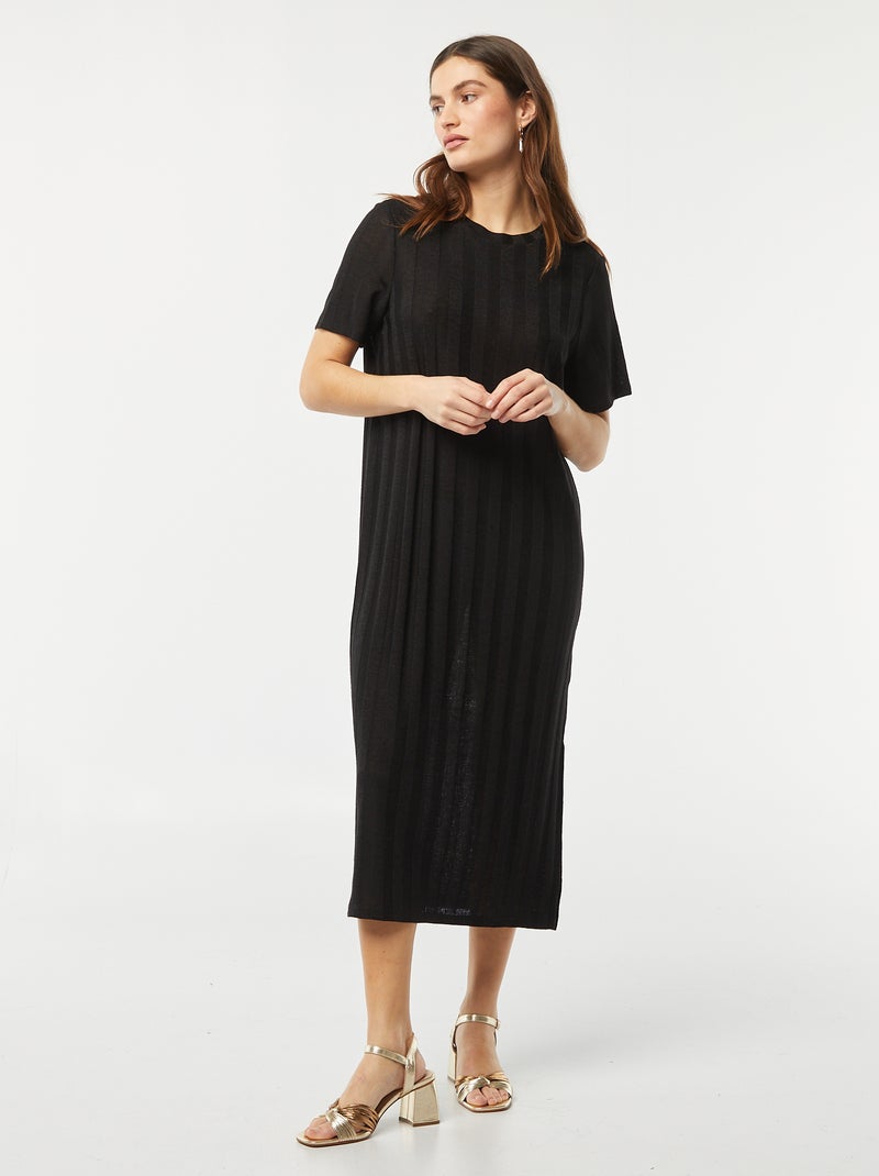 Vestido de malha fina Preto - Kiabi