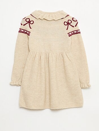 Vestido de malha fofa 'Natal' com gola babete