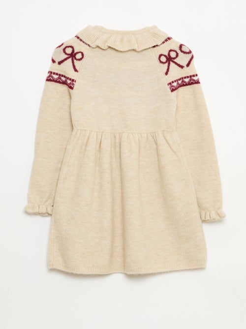 Vestido de malha fofa 'Natal' com gola babados - Kiabi