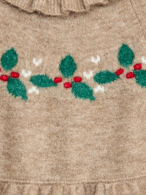 Vestido de malha fofa 'Natal' com gola babete - Kiabi