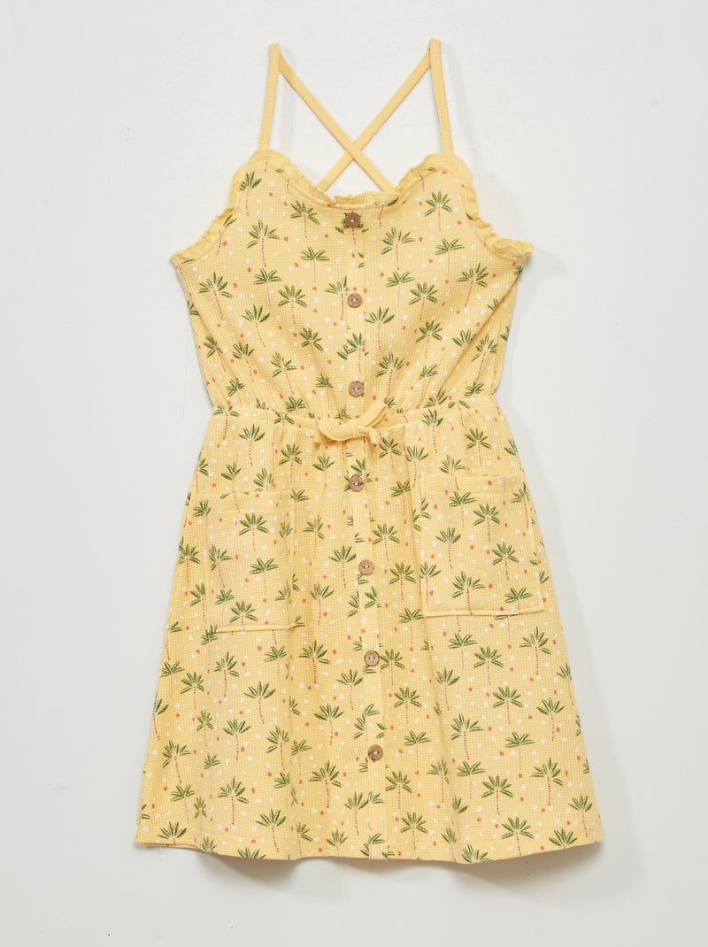 Vestido de malha gofrada AMARELO - Kiabi