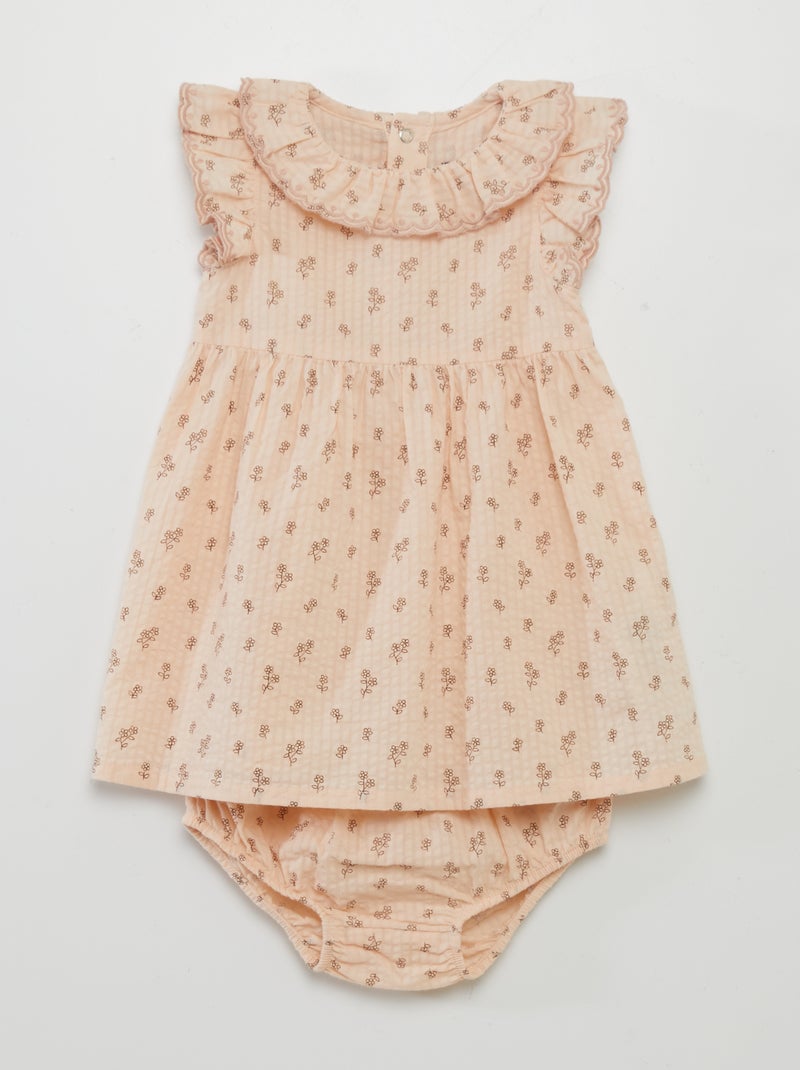 Vestido de malha gofrada com cuecas para mulher ROSA - Kiabi