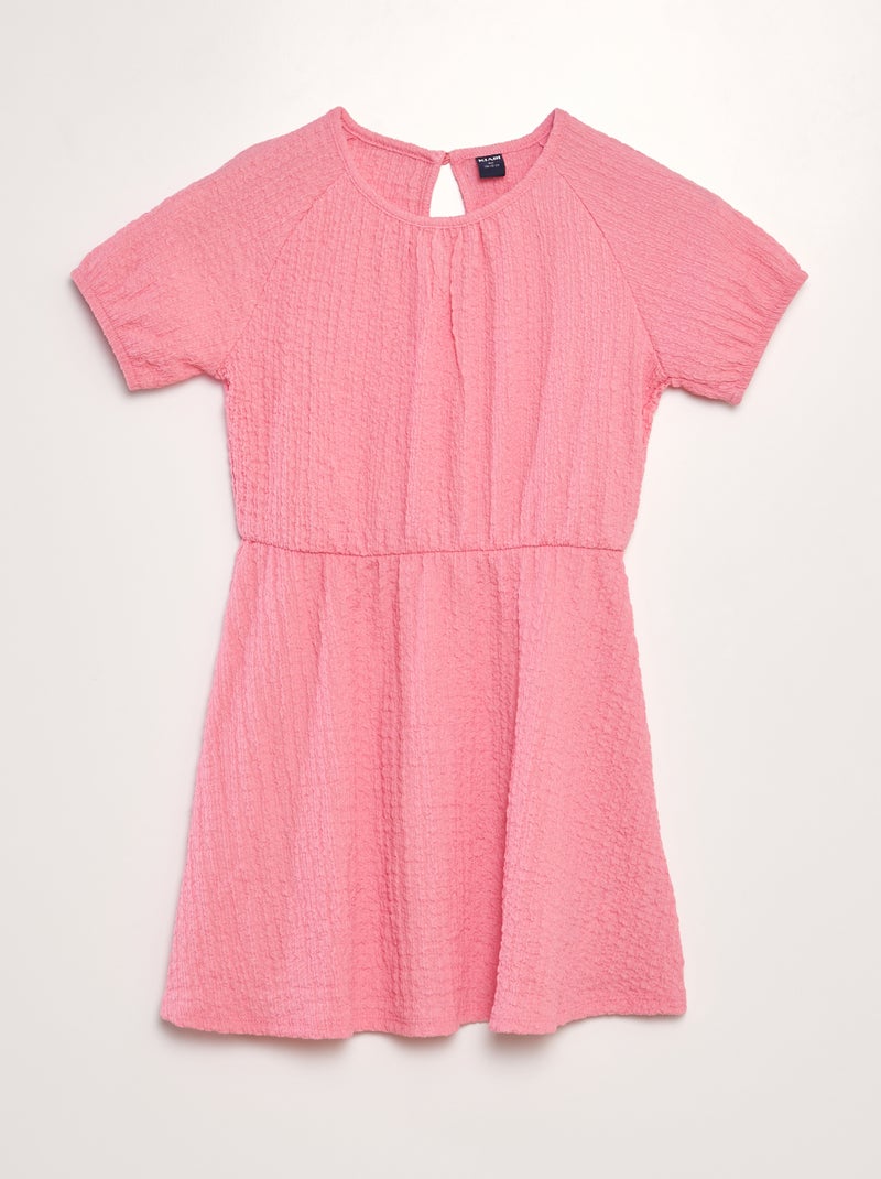 Vestido de malha gofrada Rosa - Kiabi