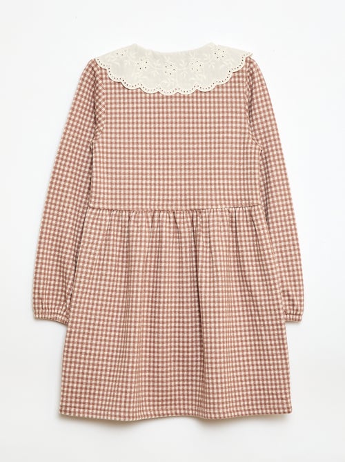 Vestido de malha jacquard com gola Claudine - Kiabi