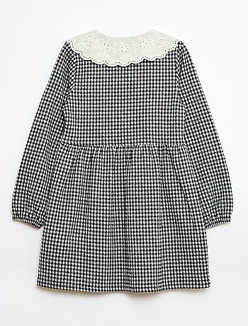 Vestido de malha jacquard com gola Claudine