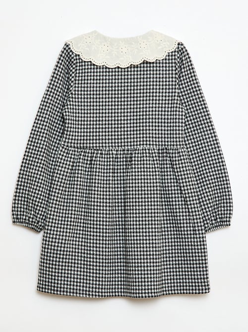 Vestido de malha jacquard com gola Claudine - Kiabi