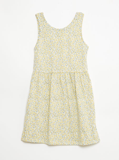 Vestido de malha leve alças finas com padrão integral em algodão - Kiabi