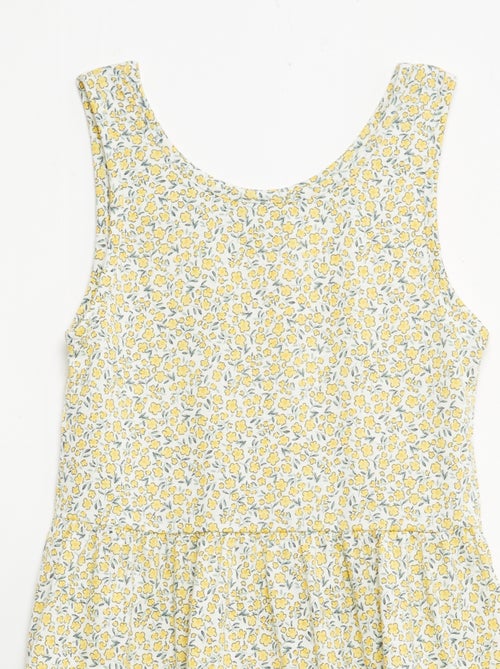 Vestido de malha leve alças finas com padrão integral em algodão - Kiabi