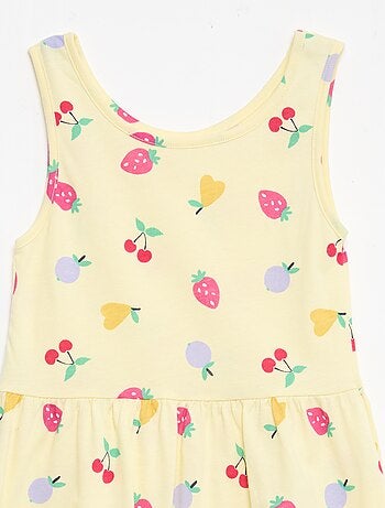 Vestido de malha leve alças finas com padrão integral em algodão