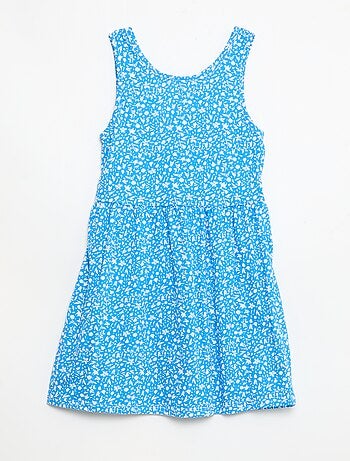 Vestido de malha leve alças finas com padrão integral em algodão