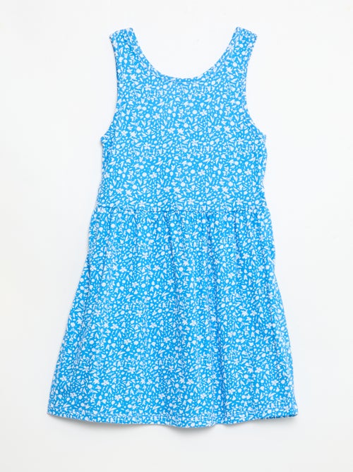 Vestido de malha leve alças finas com padrão integral em algodão - Kiabi