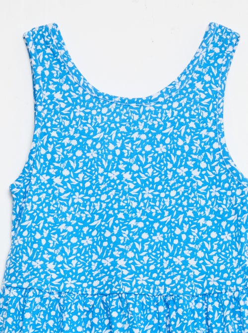 Vestido de malha leve alças finas com padrão integral em algodão - Kiabi