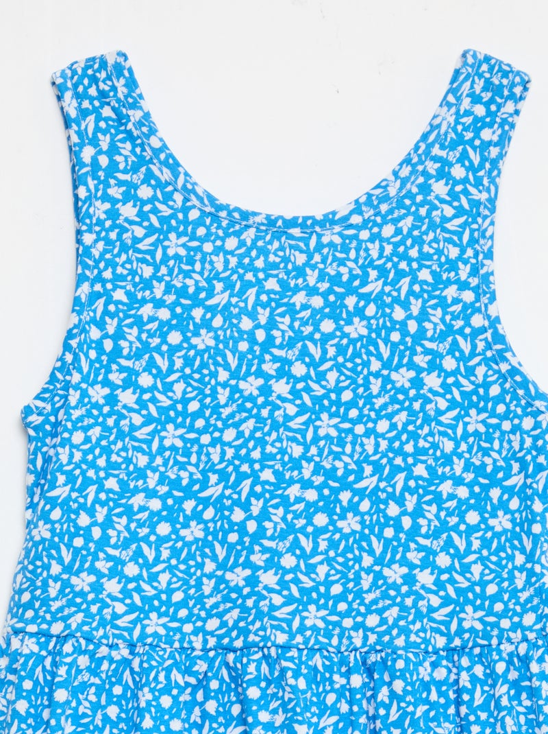 Vestido de malha leve alças finas com padrão integral em algodão Azul - Kiabi