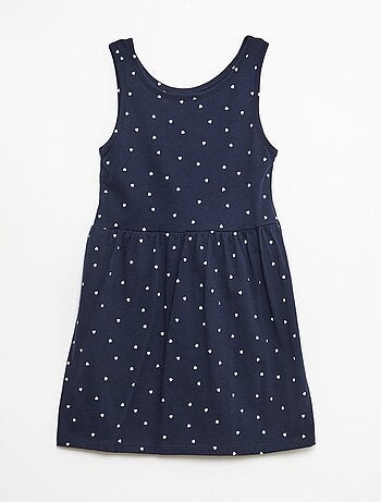 Vestido de malha leve alças finas com padrão integral em algodão