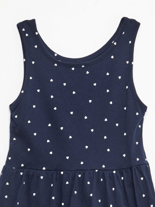 Vestido de malha leve alças finas com padrão integral em algodão - Kiabi