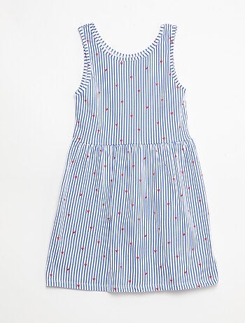 Vestido de malha leve alças finas com padrão integral em algodão