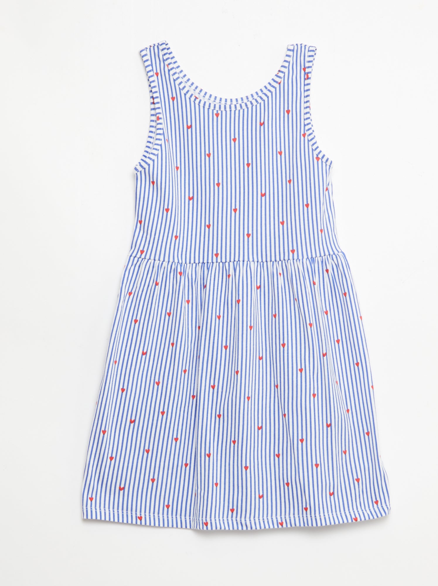 Vestido de malha leve alças finas com padrão integral em algodão