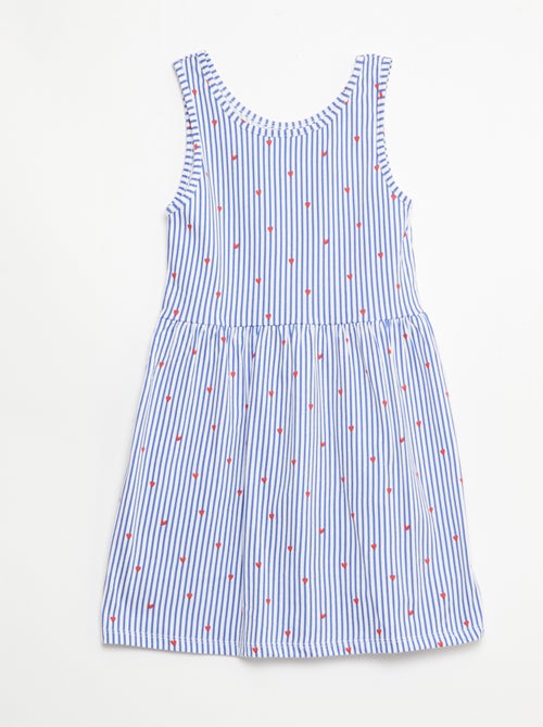 Vestido de malha leve alças finas com padrão integral em algodão - Kiabi