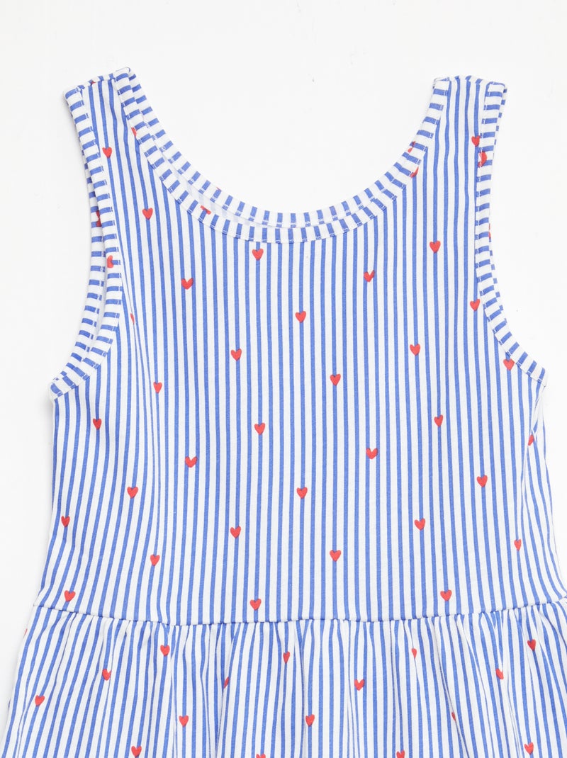 Vestido de malha leve alças finas com padrão integral em algodão Azul - Kiabi