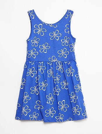 Vestido de malha leve alças finas com padrão integral em algodão