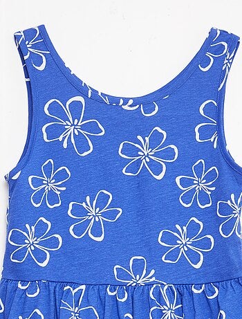 Vestido de malha leve alças finas com padrão integral em algodão