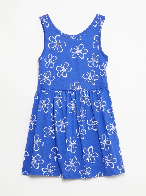 Vestido de malha leve alças finas com padrão integral em algodão - Kiabi