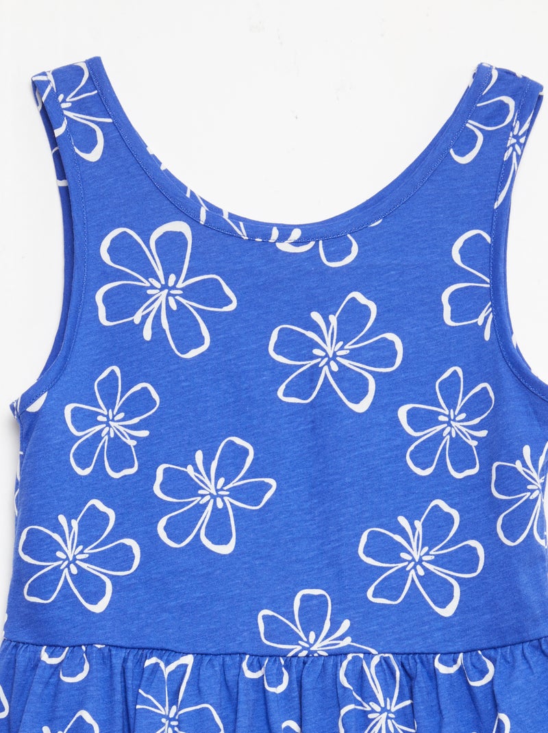 Vestido de malha leve alças finas com padrão integral em algodão Azul - Kiabi