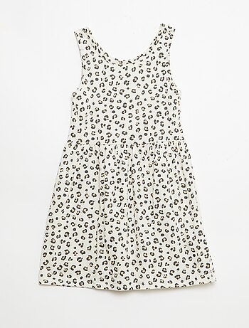 Vestido de malha leve alças finas com padrão integral em algodão