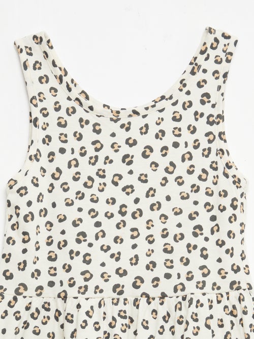 Vestido de malha leve alças finas com padrão integral em algodão - Kiabi