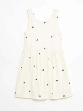 Vestido de malha leve alças finas com padrão integral em algodão