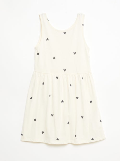 Vestido de malha leve alças finas com padrão integral em algodão - Kiabi