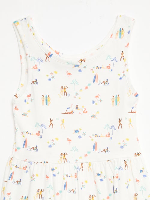 Vestido de malha leve alças finas com padrão integral em algodão - Kiabi