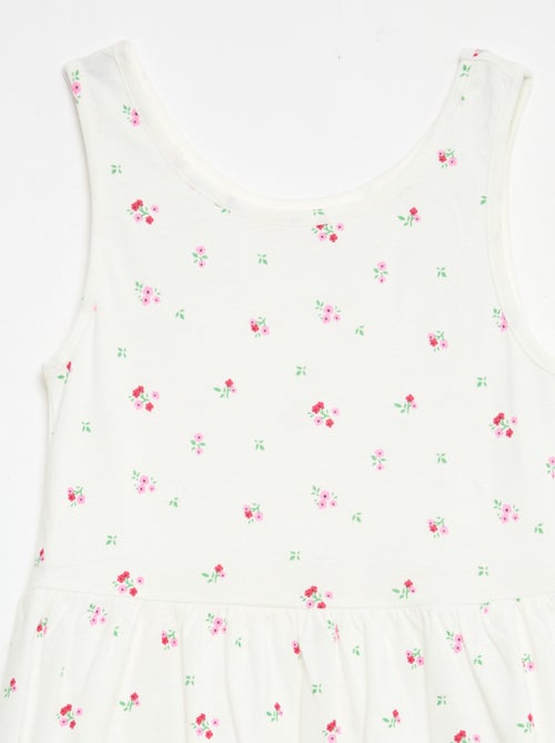 Vestido de malha leve alças finas com padrão integral em algodão - Kiabi