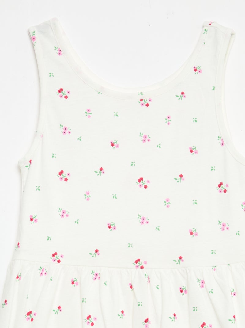Vestido de malha leve alças finas com padrão integral em algodão Branco - Kiabi