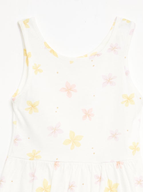 Vestido de malha leve alças finas com padrão integral em algodão - Kiabi