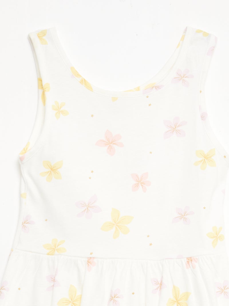 Vestido de malha leve alças finas com padrão integral em algodão Branco - Kiabi