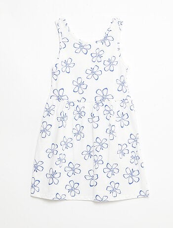 Vestido de malha leve alças finas com padrão integral em algodão