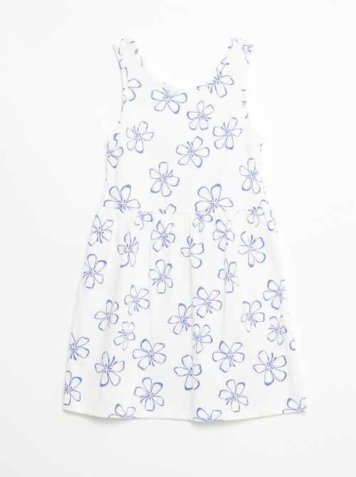 Vestido de malha leve alças finas com padrão integral em algodão - Kiabi
