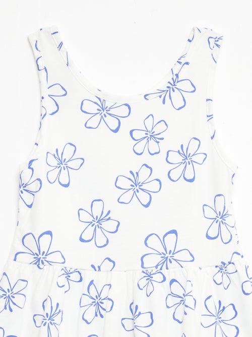 Vestido de malha leve alças finas com padrão integral em algodão - Kiabi
