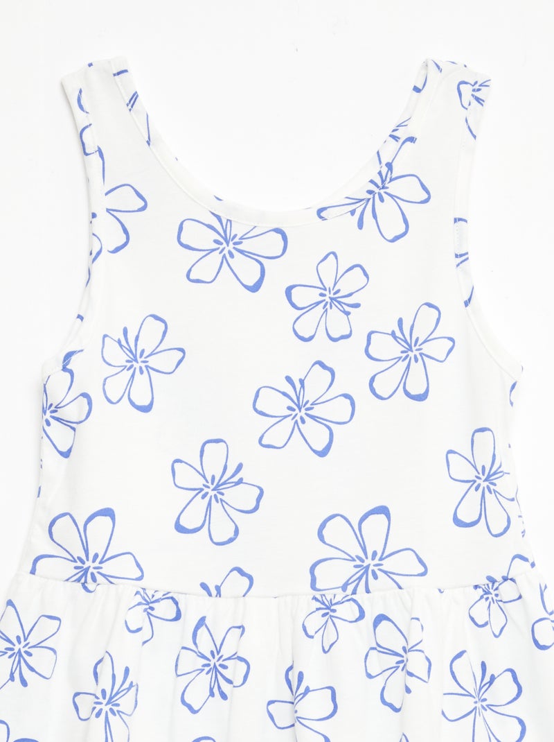 Vestido de malha leve alças finas com padrão integral em algodão Branco - Kiabi