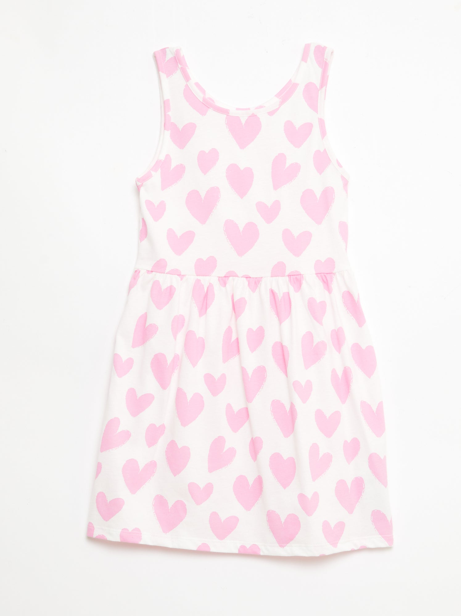 Vestido de malha leve alças finas com padrão integral em algodão