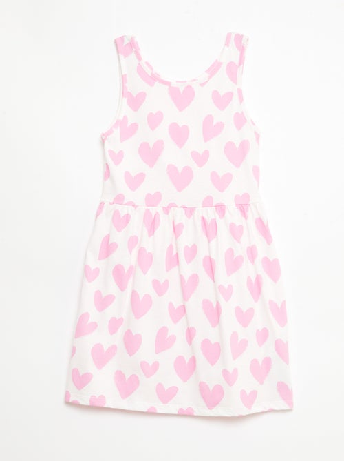 Vestido de malha leve alças finas com padrão integral em algodão - Kiabi