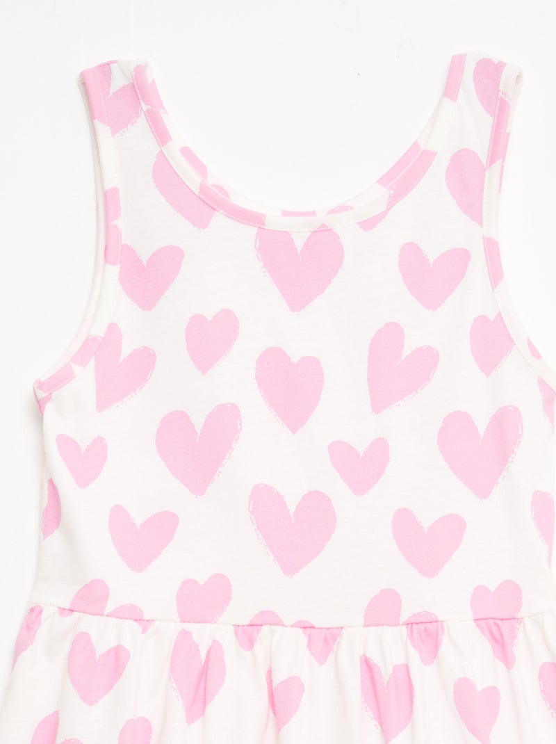 Vestido de malha leve alças finas com padrão integral em algodão Rosa - Kiabi