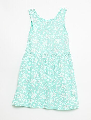 Vestido de malha leve alças finas com padrão integral em algodão